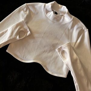 H&M Cream Ribbed Crop Top